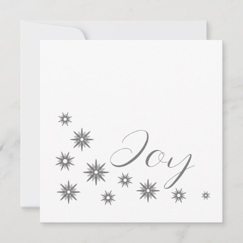 Elegant Modern Joy Silver Snowflake Holiday Card
