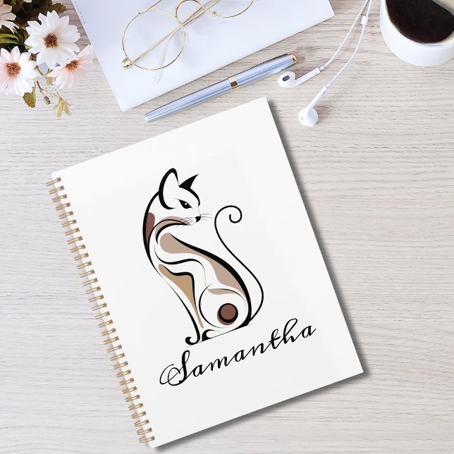 Elegant Modern Kitty Cat,Cat Mom, Abstract Custom Planner (Creator Uploaded)