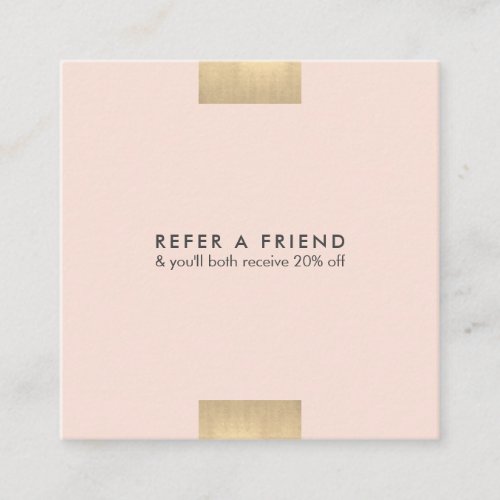 Elegant Modern KraftPrinted Chic Gold Blush Refer Square Business Card