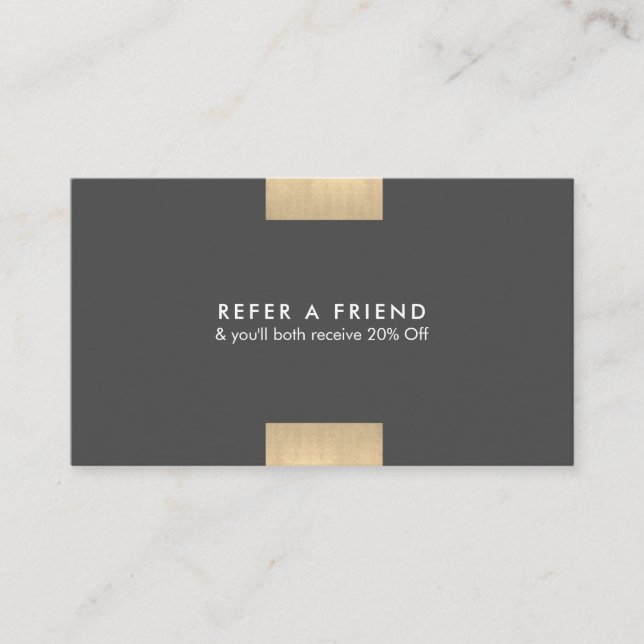 Elegant Modern KraftPrinted Gold Accent Chic Refer Business Card (Front)