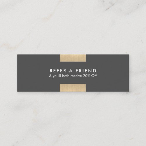 Elegant Modern KraftPrinted Gold Accent Chic Refer Mini Business Card