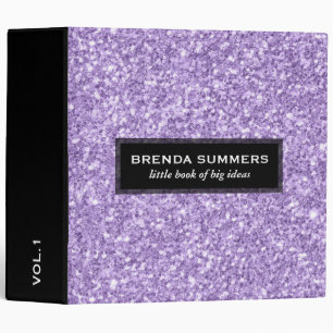 Elegant Modern Lavender Purple Faux Glitter 3 Ring Binder