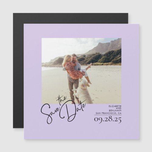 Elegant Modern Lavender Purple Save the Date Photo Magnetic Invitation