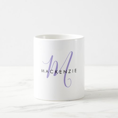 Elegant Modern Lavender Script Monogram Coffee Mug