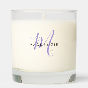 Elegant Modern Lavender Script Monogram Scented Candle