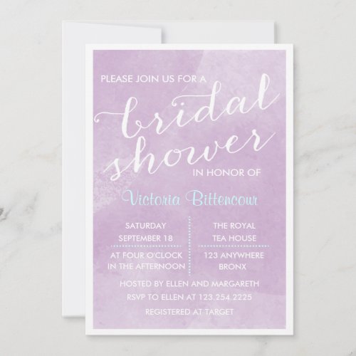 Elegant Modern Lavender Watercolor Bridal Shower Custom Announcements