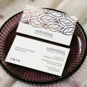 Elegant Modern Leaf Luxury Beauty Makeup Artist Bu Business Card