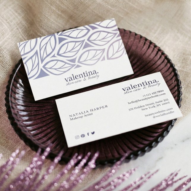 Elegant Modern Leaf Luxury Beauty Makeup Artist  Business Card (Elegant Modern Leaf Luxury Beauty Makeup Artist Business Card)