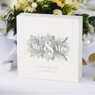 Elegant Modern Leafy Wood Box Sign