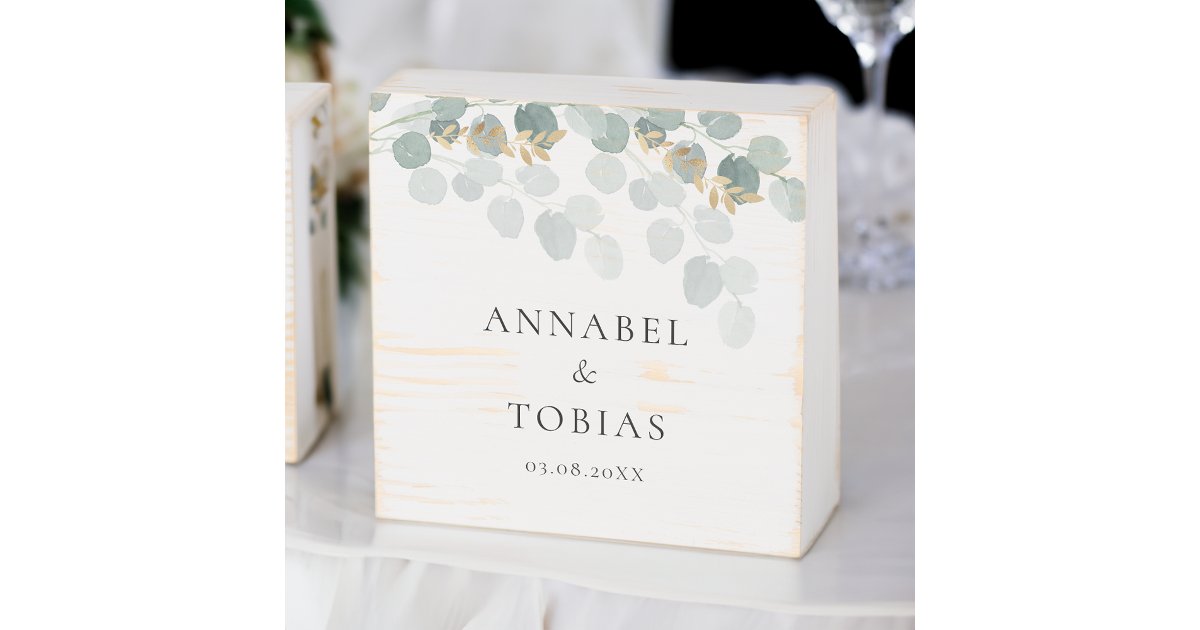 Elegant Modern Leafy Wood Box Sign | Zazzle