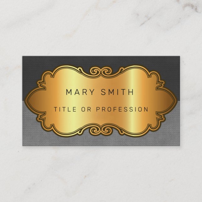 Elegant Modern Leather Gold Business Card (Front)