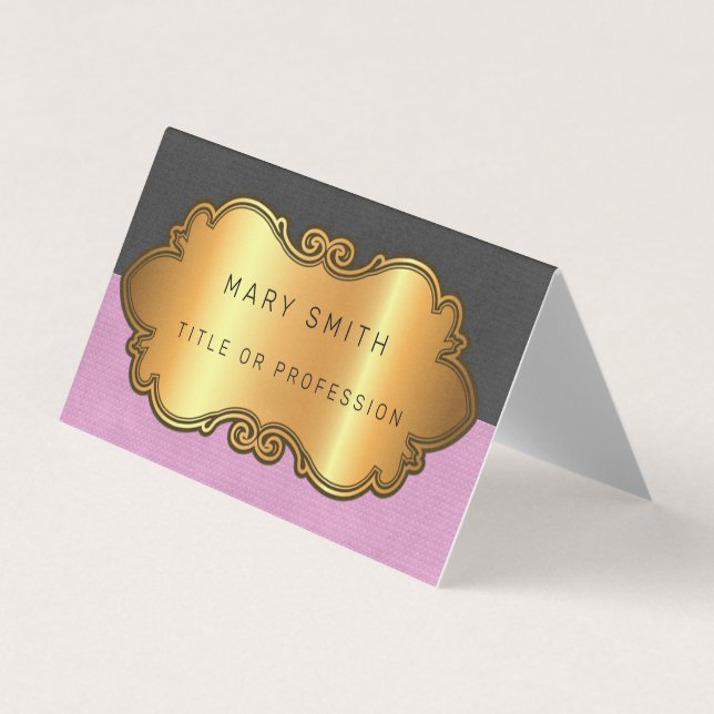 Elegant Modern Leather Gold Business Card (Front)