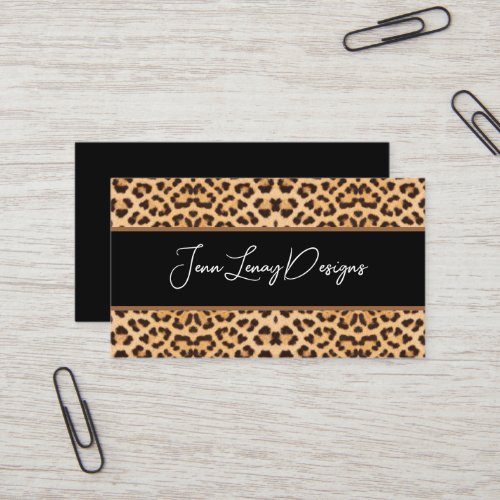 Elegant Modern Leopard Animal Print Custom Business Card