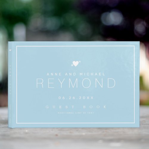 elegant modern light blue wedding guest_book guest book