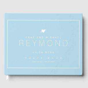 elegant modern light blue wedding guest-book guest book
