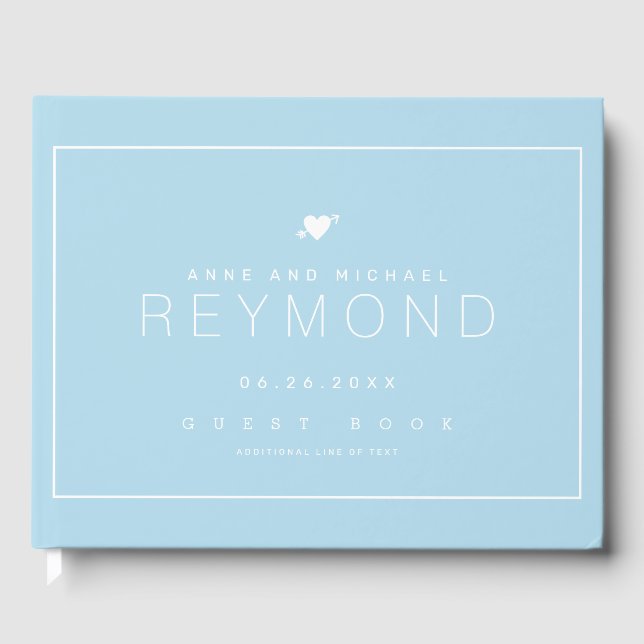 elegant modern light blue wedding guest-book guest book (Front)