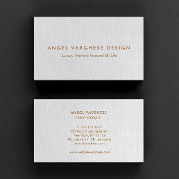 Elegant  Modern, Light Grey Linen Professional Business Card