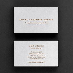 Elegant  Modern, Light Grey Linen Professional Business Card