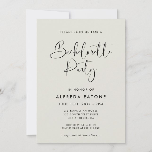 Elegant modern Light sage green Bachelorette Party Invitation (Front)