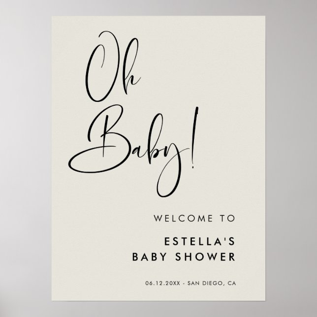 Elegant & Modern Light Sage Green Oh Baby Poster (Front)
