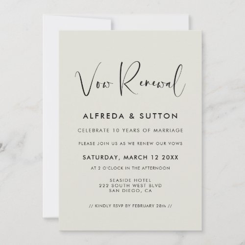 Elegant  modern Light Sage green Vow renewal Invitation