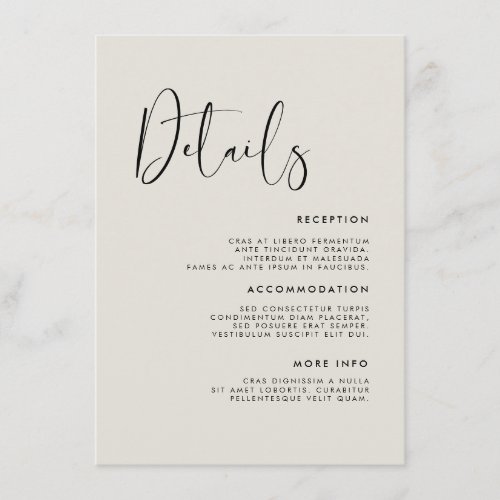 Elegant  modern Light sage green wedding details Enclosure Card