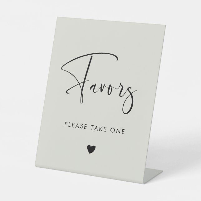 Elegant & Modern Light Sage Green wedding Favors Pedestal Sign (Front)