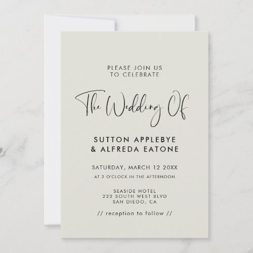 Elegant  modern Light Sage green wedding Invitation