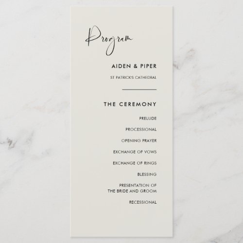 Elegant  modern Light sage green wedding program