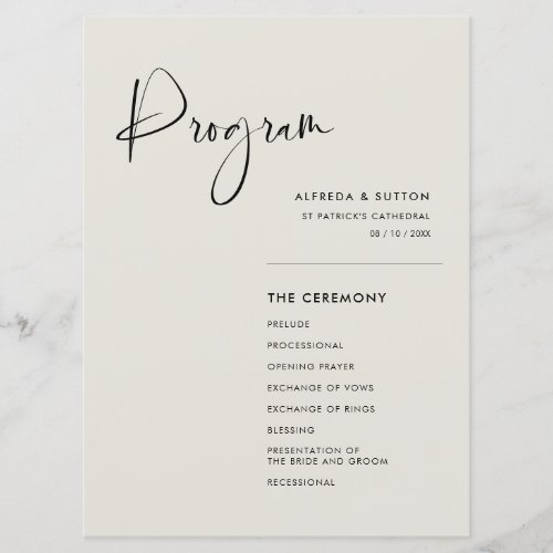 Elegant  modern Light Sage green wedding Program