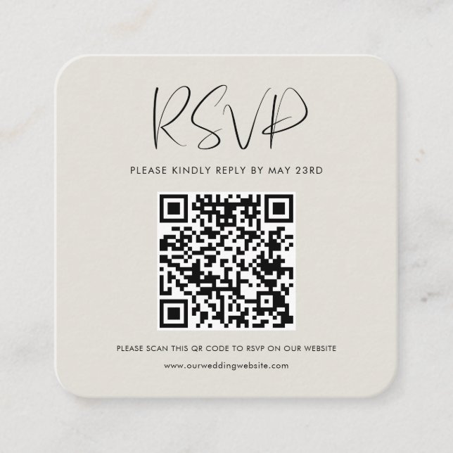 Elegant & modern Light sage QR code RSVP response Enclosure Card (Front)