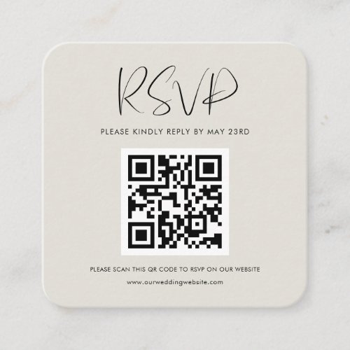 Elegant  modern Light sage QR code RSVP response Enclosure Card