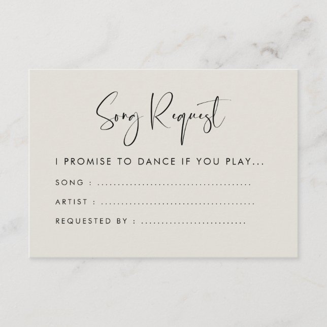 Elegant & modern Light sage wedding Song request Enclosure Card (Front)