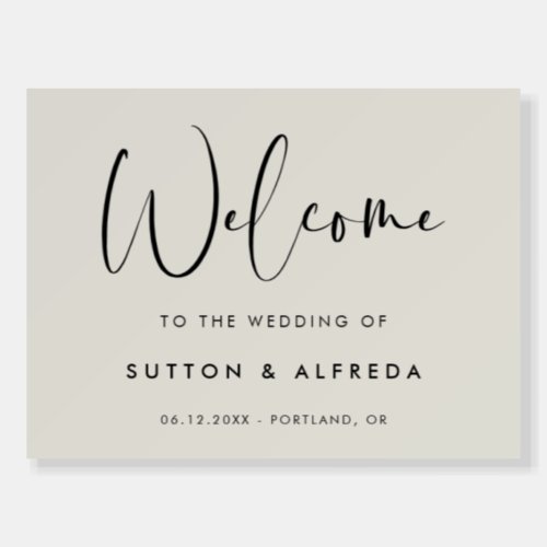 Elegant modern Light sage Welcome to our wedding Foam Board