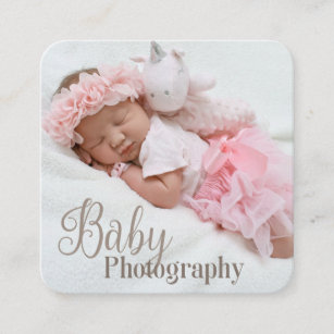 Elegant Modern Light Template Baby Photographer Square Business Card