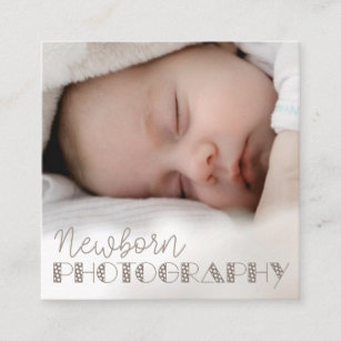 Elegant Modern Light Template Newborn Photographer Square Business Card