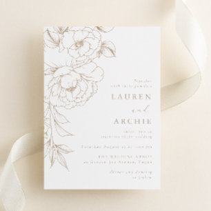 Elegant Modern Line Art Floral Wedding Invitation