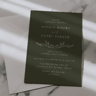 Elegant Modern Line Art Wedding  Invitation