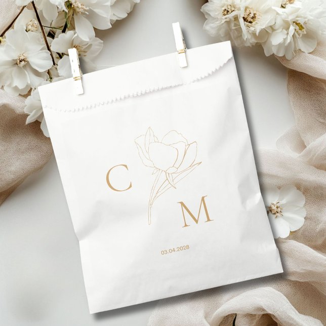 Elegant,  modern linear, monogram, favor bag (Elegant, modern linear, monogram, Favor Bag)