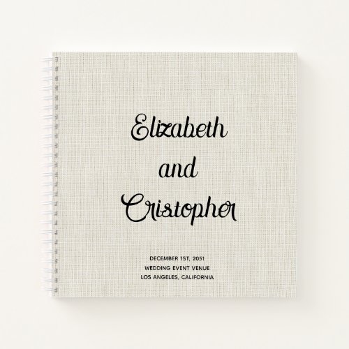 Elegant Modern Linen Script Wedding Guest Book