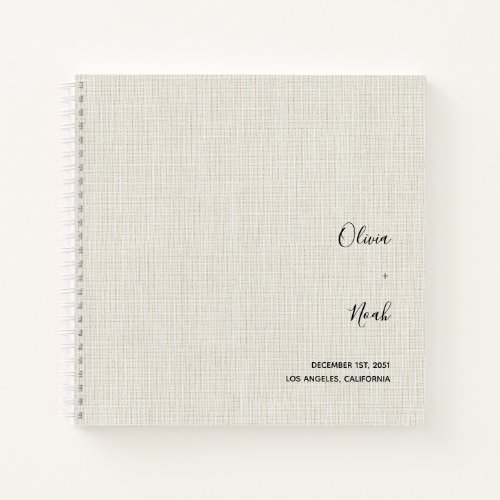 Elegant Modern Linen Wedding Guest Book