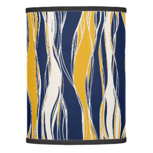 Elegant, modern, lines, in navy blue and yellow lamp shade