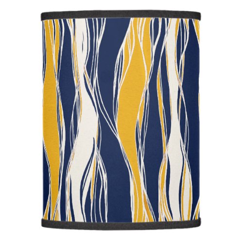 Elegant modern lines in navy blue and yellow lamp shade