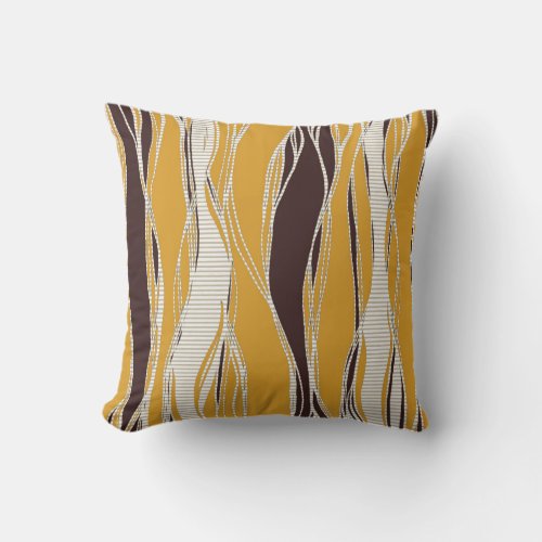 Elegant modern lines ochre brown white throw pillow