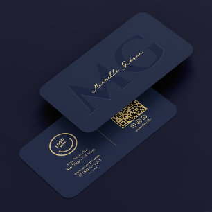 Elegant Modern Logo Dark Navy Professional  Business Card