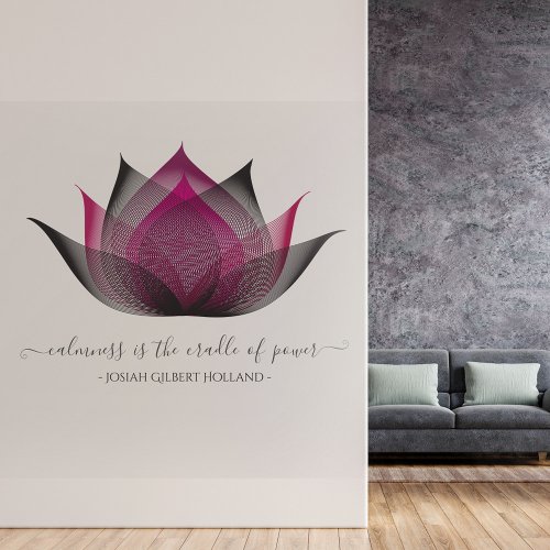  Elegant Modern Lotus Flower Art With Custom Quote Wall Decal