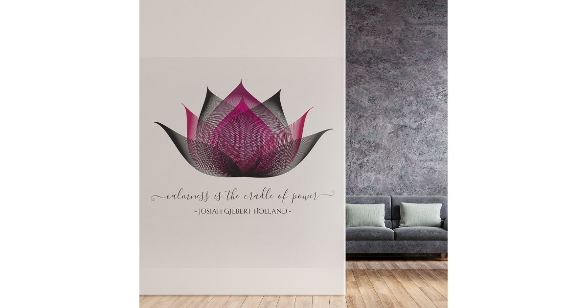 Elegant Modern Lotus Flower Art With Custom Quote Wall Decal | Zazzle