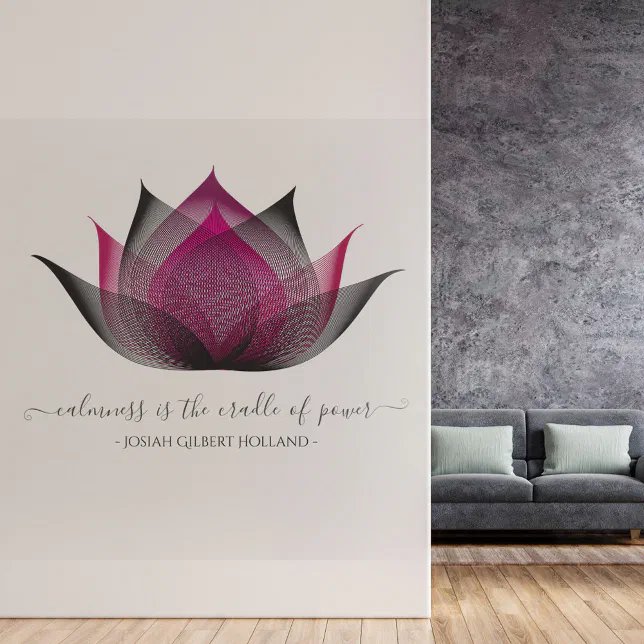 Elegant Modern Lotus Flower Art With Custom Quote Wall Decal | Zazzle
