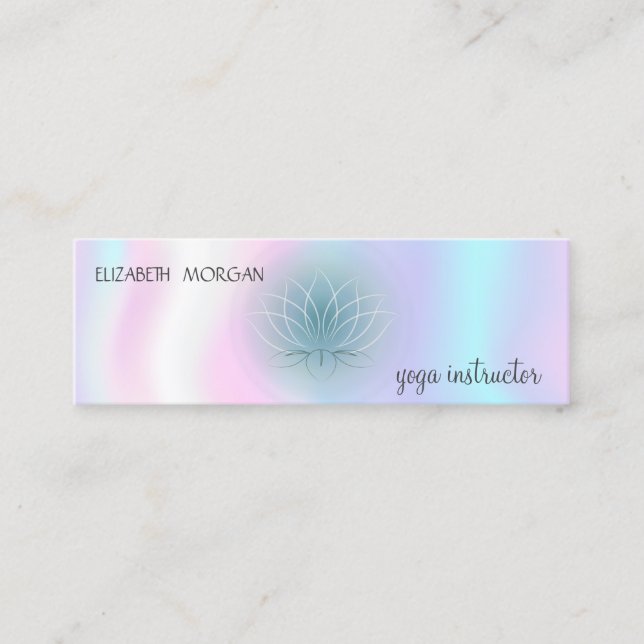 Elegant Modern Lotus Holographic Mini Business Card (Front)