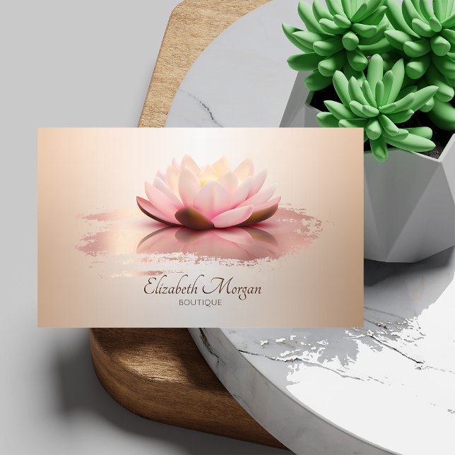 Elegant Modern Lotus Rose Gold Brush Stroke Business Card (Creator Uploaded)